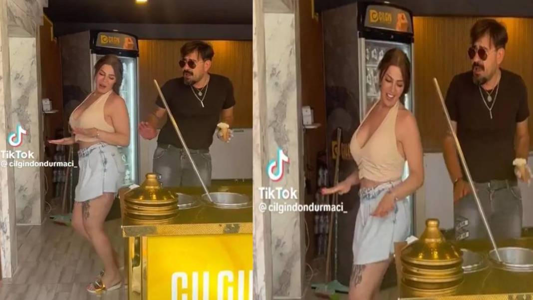 TikTok fenomeni Çılgın Dondurmacı bu sefer sınırı fena aştı! Kadın müşterisini kucakladığı gibi... Görenlerin ağzı açık kaldı! 2